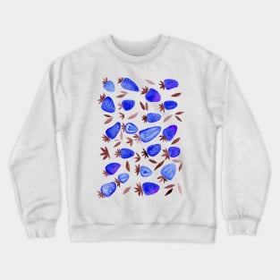 Watercolors strawberries - blue Crewneck Sweatshirt
